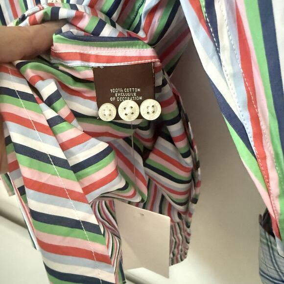 Mens Tailorbyrd Flip Cuff Striped Multi Color Modern Classic Timeless Shirt XL - Picture 4 of 7